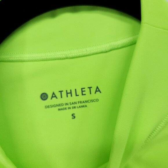 Athleta Cropped Top Size XS Eclipse Shrug Long Sleeve Neon Yellow Athletic Shirt - Picture 11 of 12